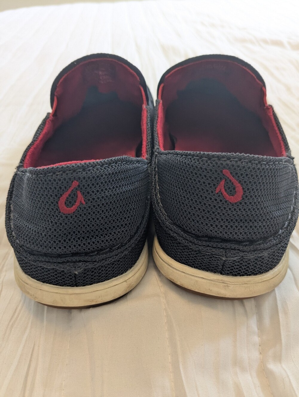 OluKai Men's Black Slip-On Loafers with Red Lining - Picture 5 of 5